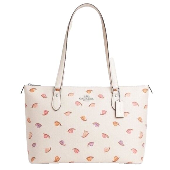 New Coach CV268 Gallery Tote Bag with Snail Print Chalk multi - Picture 1 of 5